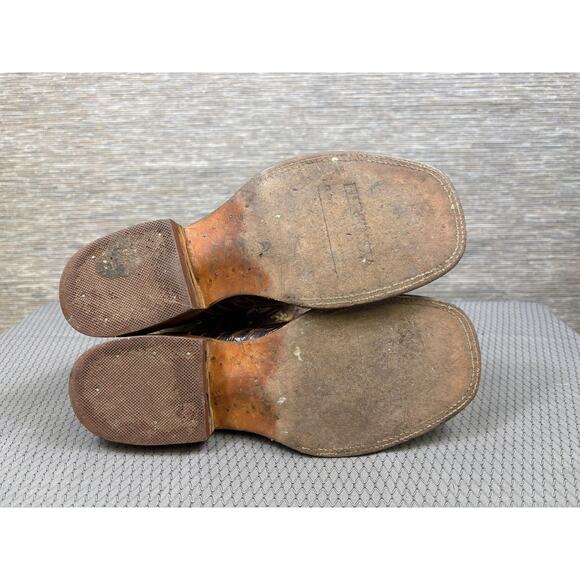Herencia Boots Mens Size 6 Brown Leather Western Croc Print Square Toe
